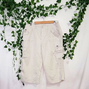 Caribbean Joe. Casual Cream Cargo Capris. Wide Leg. Size 10P. EUC